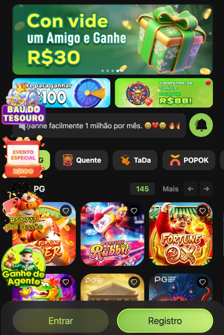 Aplicativo 48X rodando em smartphone com interface de cassino